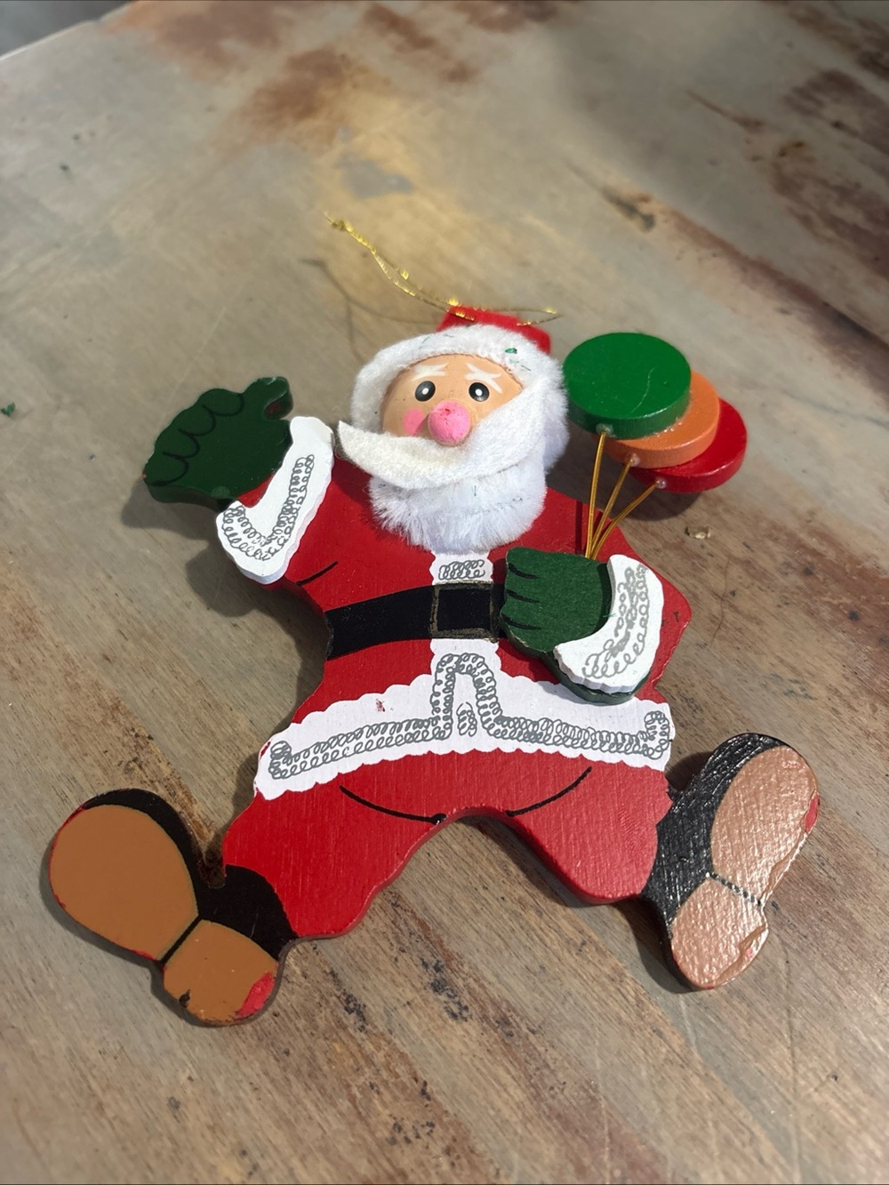 Vintage Collectible Festive Red Santa Hanging Ornament - Holiday Home Decor